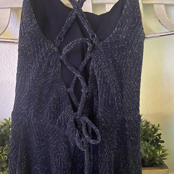 Windsor midi length navy blue dress with slit - Picture 2 of 6